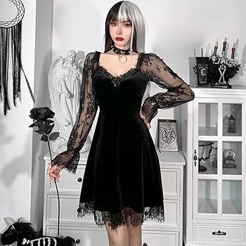 Amazon.com: Women's Vintage Gothic Punk Mini Dresses Black Amazon.com: Women's Vintage Gothic Punk Mini Dresses Black